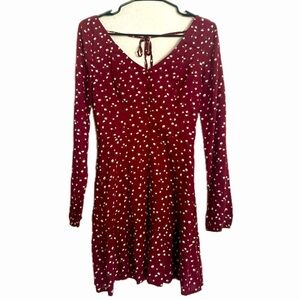 Hollister Burgundy Sundress With White Flowers, Size S See description for flaw